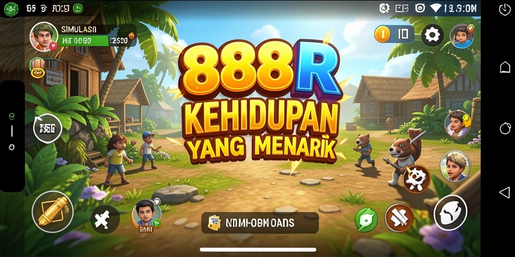 Screenshot gameplay 888R menampilkan interaksi karakter dalam simulasi kehidupan.