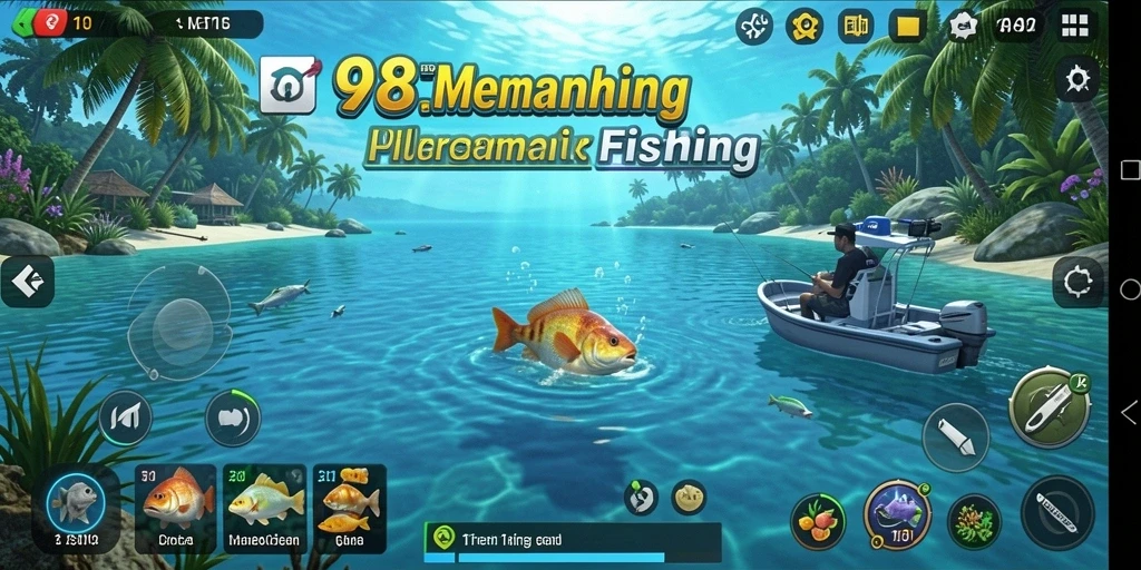 Gameplay memancing seru di 98TOTO dengan berbagai jenis ikan.