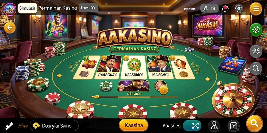 Screenshot AAKASINO menunjukkan pengalaman bermain kasino yang mendebarkan.