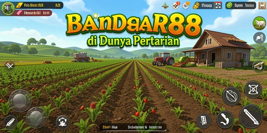 Tampilan gameplay BANDAR88 menampilkan aktivitas pertanian yang seru dan interaksi sosial.