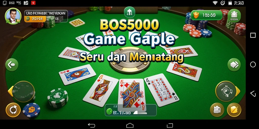 Screenshot utama gameplay Gaple di BOS5000 yang menarik.