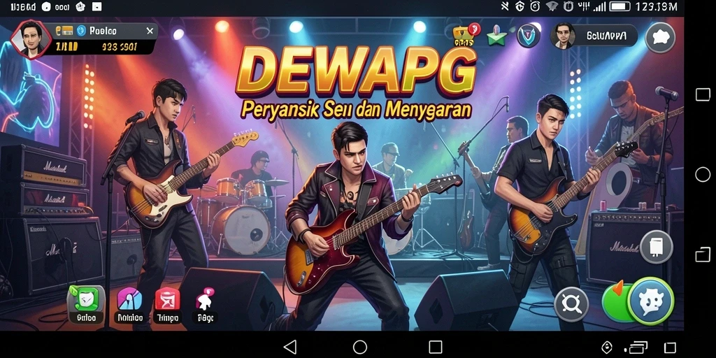 Tampilan gameplay seru dalam DEWAPG dengan alat musik virtual.