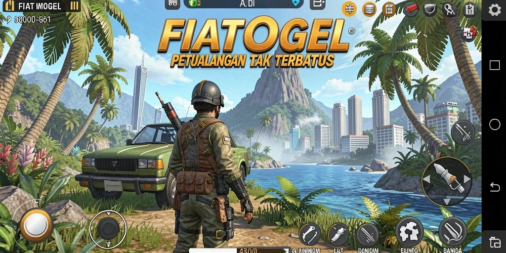 Tampilan utama gameplay FIATOGEL dengan dunia terbuka yang luas.