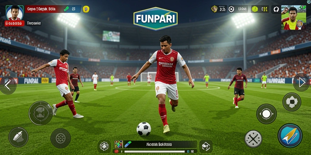 Tampilan gameplay sepak bola yang mendebarkan di FUNPARI.