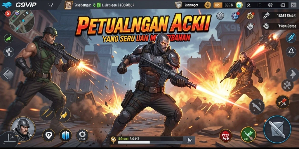 Tampilan aksi mendebarkan dalam G9VIP saat bertarung melawan musuh.