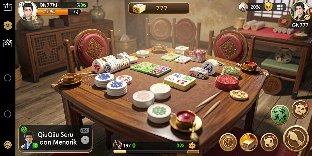 Tangkapan layar gameplay QiuQiu yang mendebarkan di GN777.
