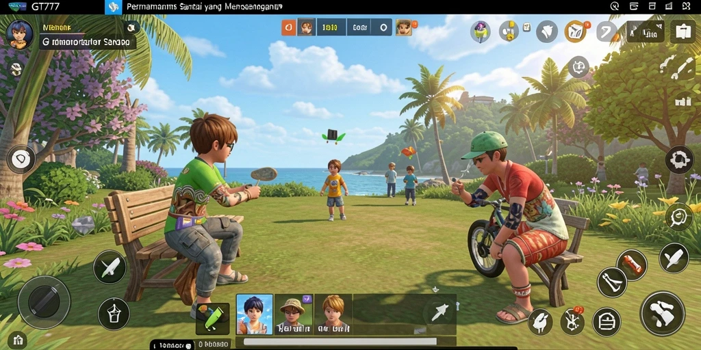 Screenshot gameplay GT777 menunjukkan suasana permainan yang ceria dan penuh aksi.