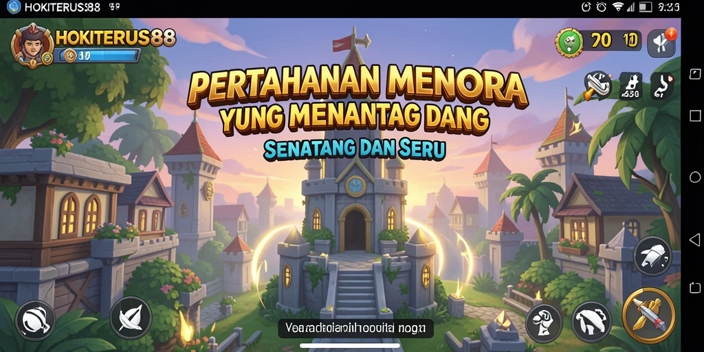 Screenshot HOKITERUS88 menampilkan pertahanan menara yang strategis.