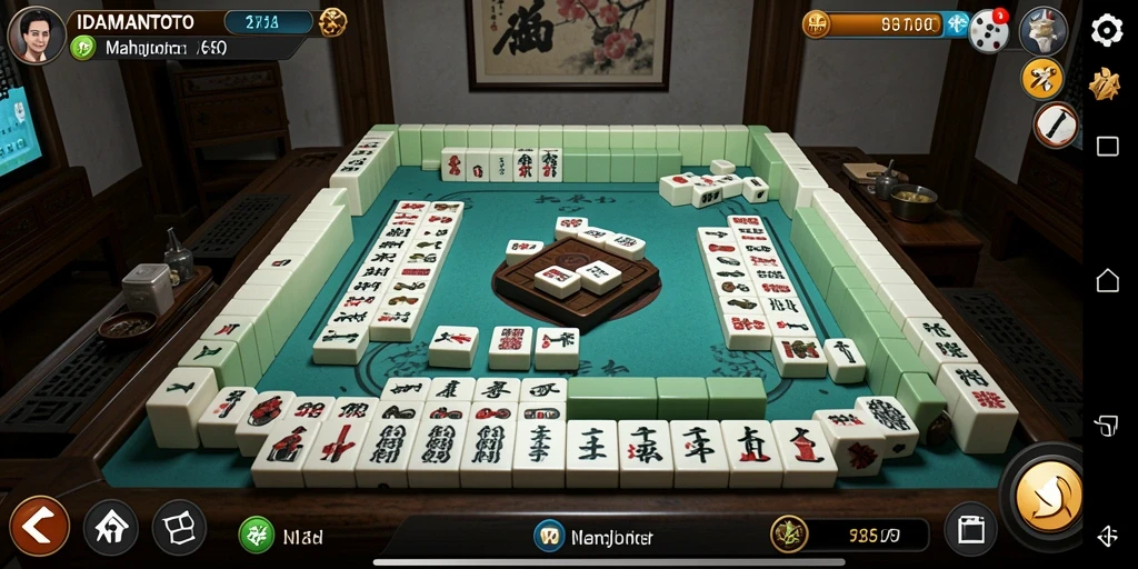 Tampilan layar permainan Mahjong IDAMANTOTO yang menarik dan dinamis.