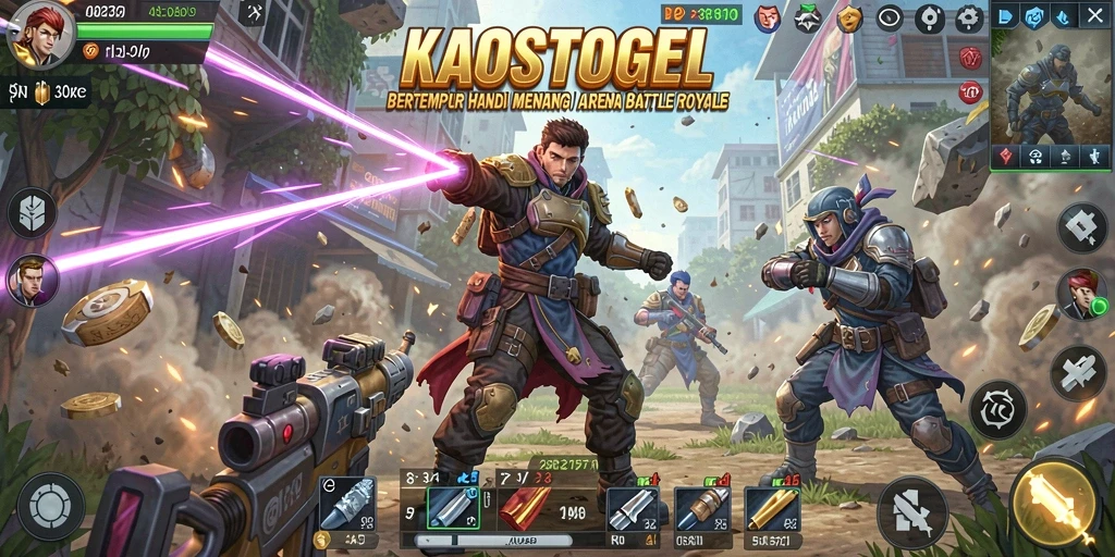 Tampilan seru gameplay KAOSTOGEL dalam pertempuran Battle Royale.
