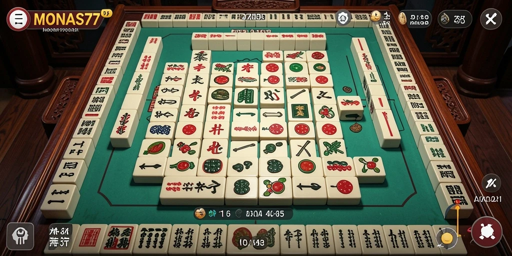 Screenshot gameplay <strong>MONAS77</strong> menunjukkan aksi seru permainan Mahjong.