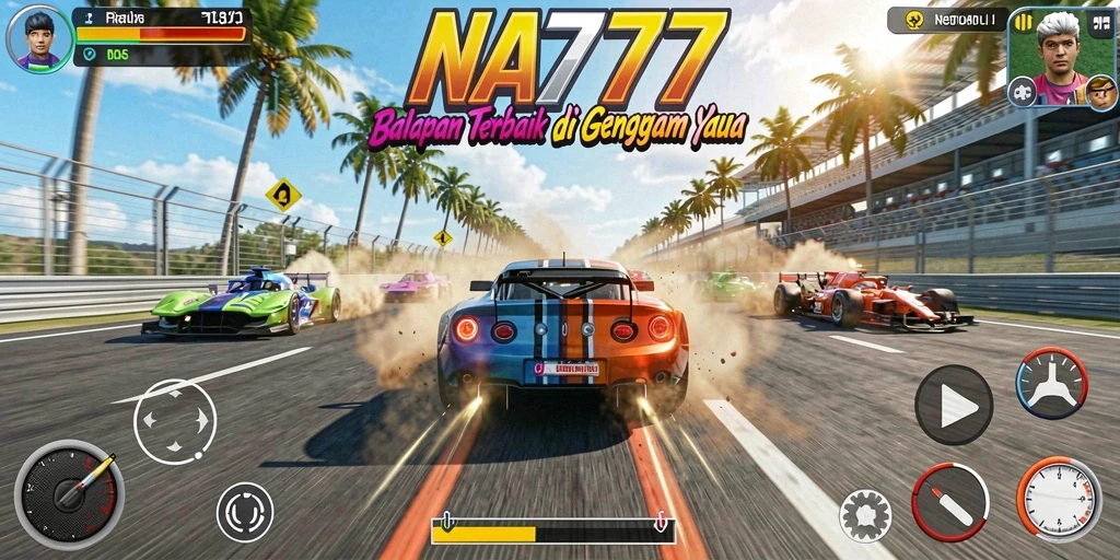 Gameplay balapan mendebarkan dengan mobil kencang.