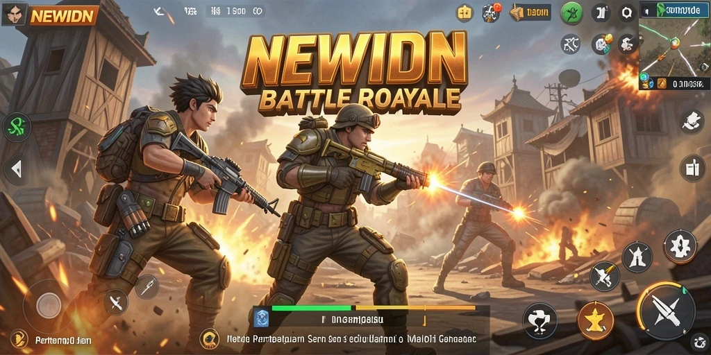 Tampilan seru gameplay Battle Royale di NEWIDN dengan aksi mendebarkan.