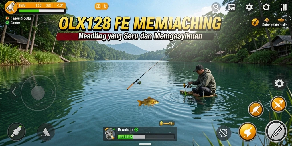 Screenshot OLX128 menampilkan suasana memancing yang realistis dan menawan.