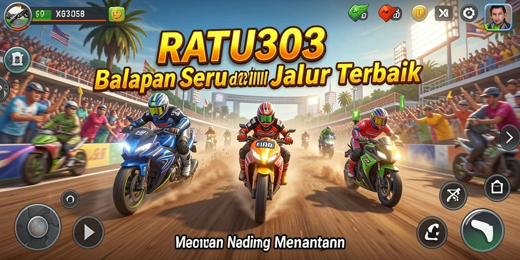 Tampilan gameplay menegangkan saat balapan di jalur yang menantang.