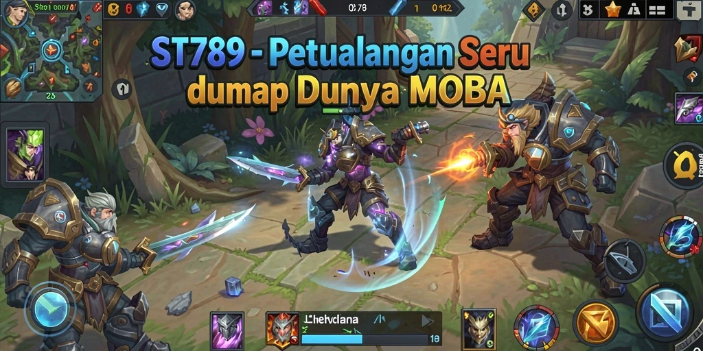 Screenshot menunjukkan aksi pertarungan seru di arena MOBA ST789.