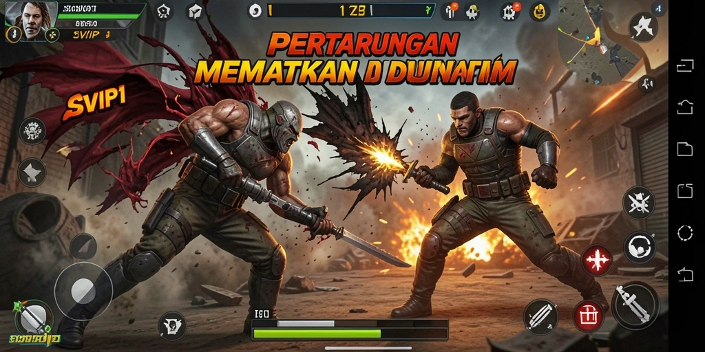 Screenshot gameplay mendebarkan dari SVIP1, menampilkan aksi intens.